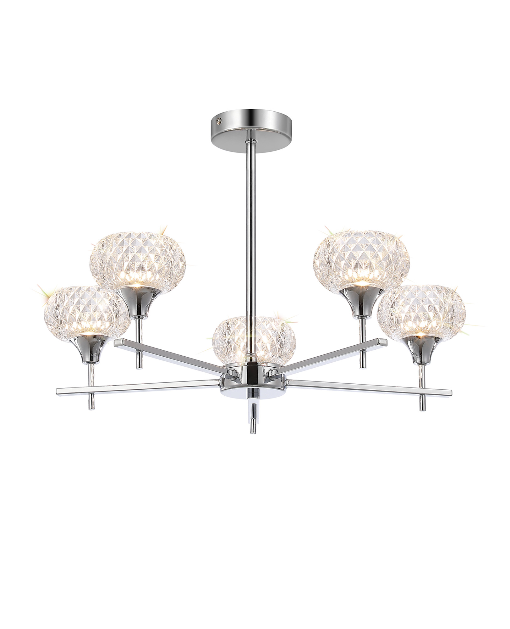 Aria Glass Fixed Pendant 5 Light IP44 Polished Chrome